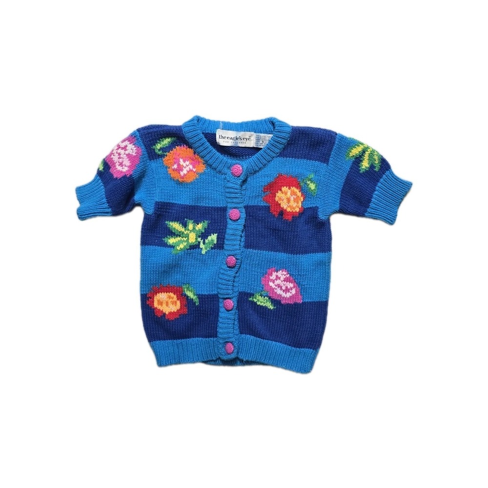Vintage Girl's Cardigan XS 4-5 Knot Blue The Eagle's Eye Button-Up